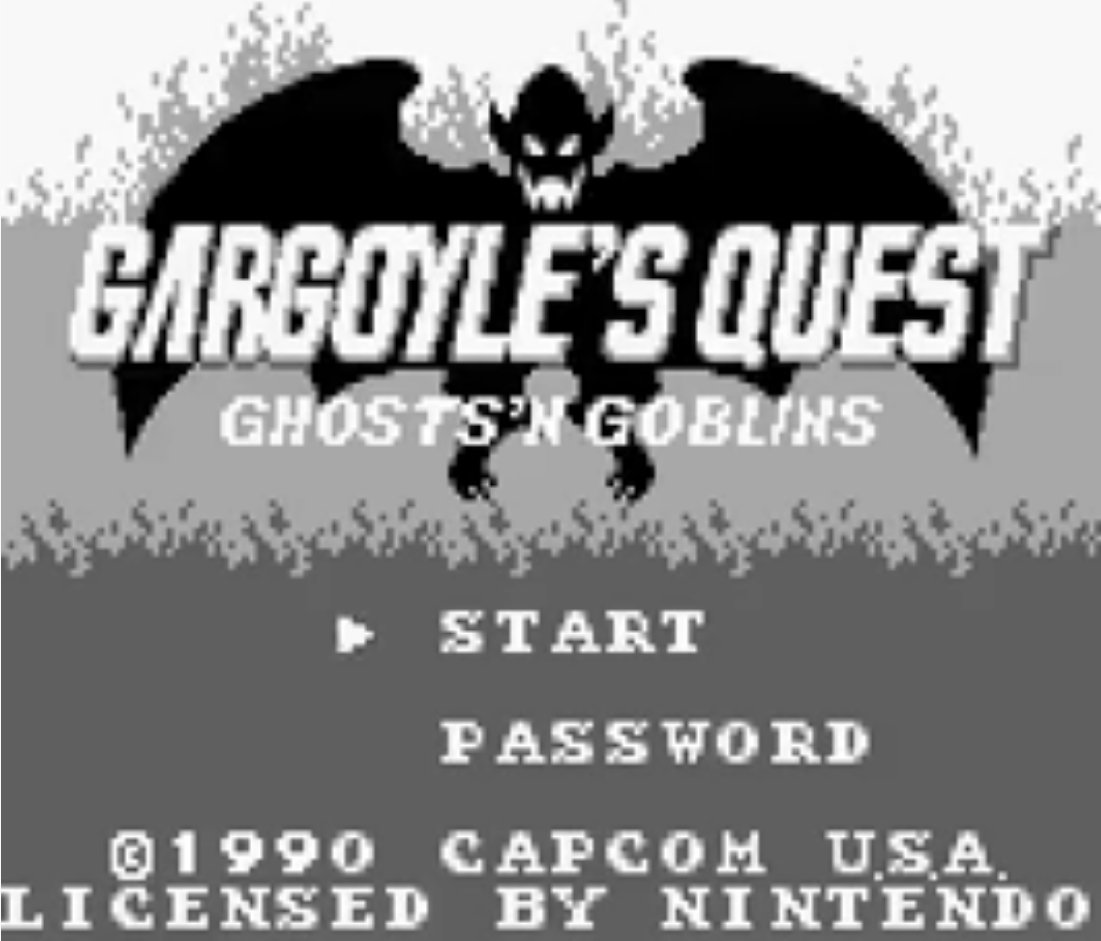 C'est à l'écran titre que Gargoyle's Quest admet sa filiation avec la série Ghosts'n Goblins