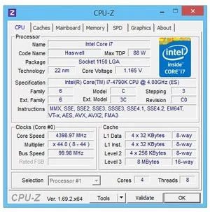 Processeur Intel Core i7-4790K, 4,0 GHz, 4 cœurs, 8 threads, 8 Mo