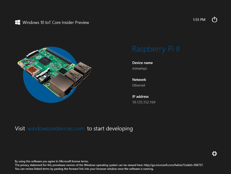 Windows 10 IoT Core Insider Preview Standardapp