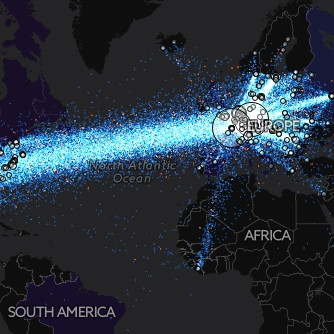 Le réseau Tor à travers le monde, via une carte envoûtante