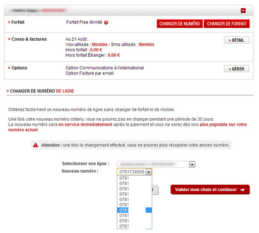 changement de numéro de téléphone free mobile