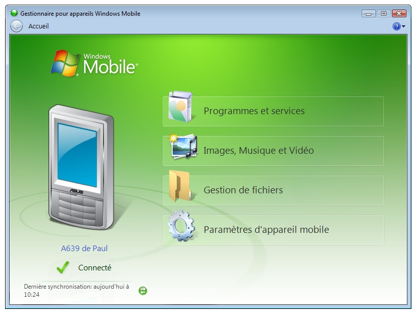 gestionnaire pour appareils windows mobile 6.5
