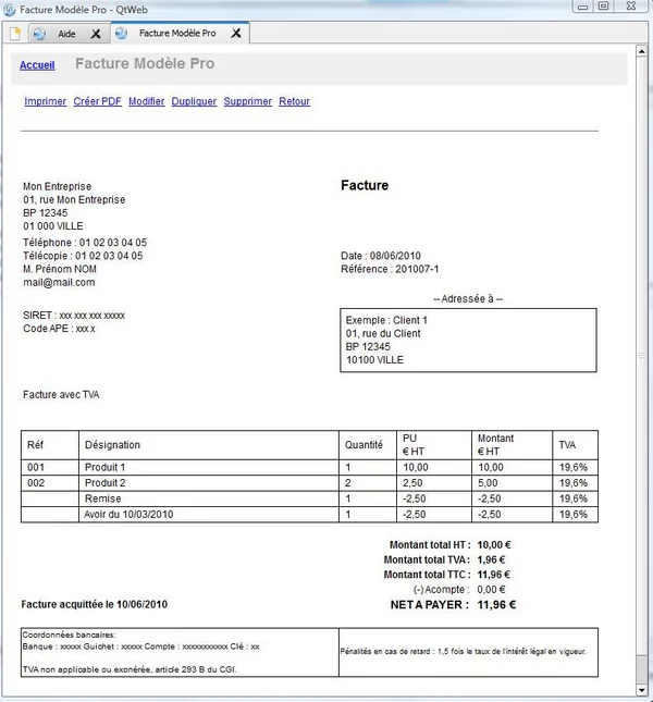 Telecharger Facture Modele Pro Pour Windows Telechargement