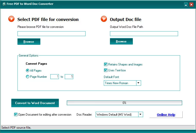 Free PDF to Word Doc Converter © Clubic.com