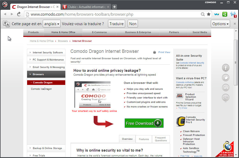 comodo dragon gratuit clubic