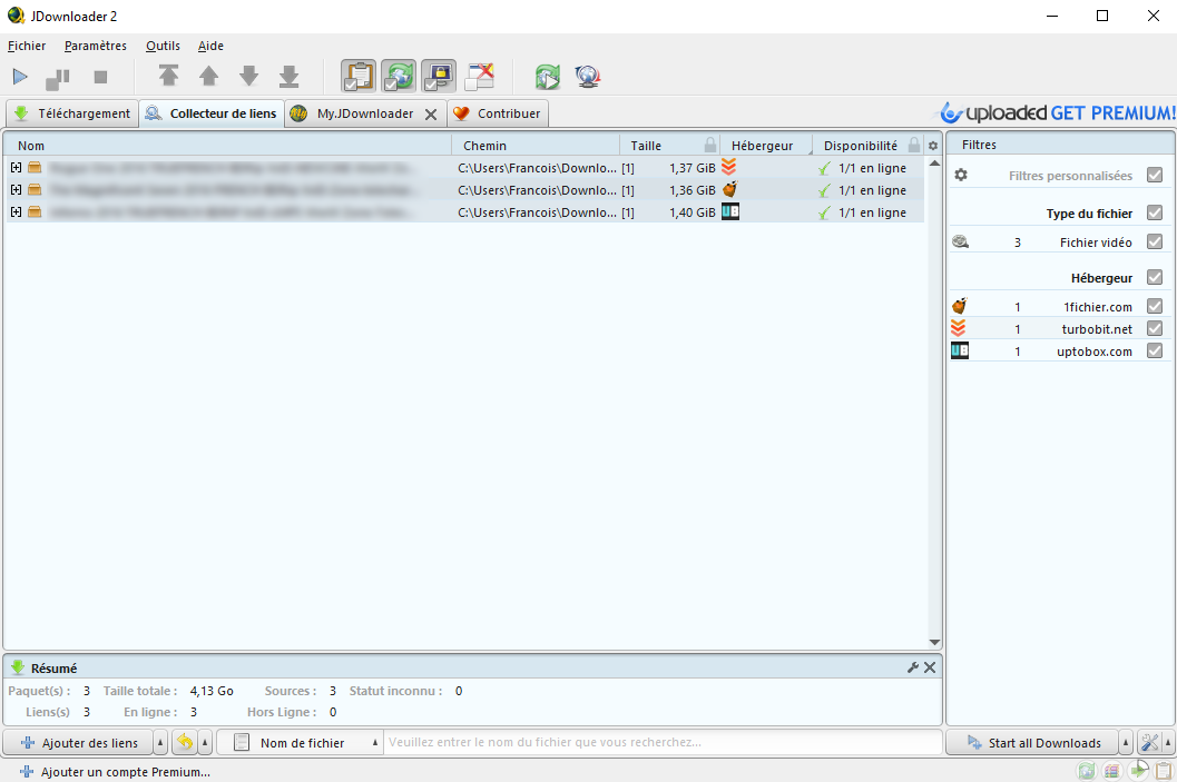 plusieurs liens en meme temps jdownloader