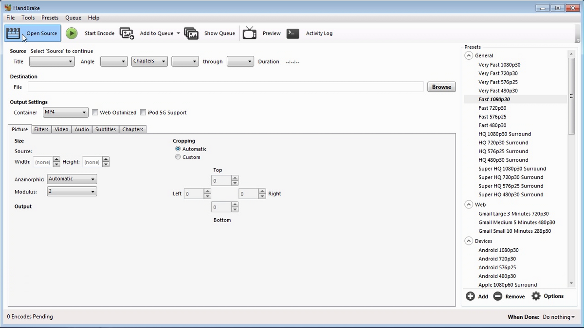 Tutoriel pour bien démarrer avec Handbrake 1.0.2
