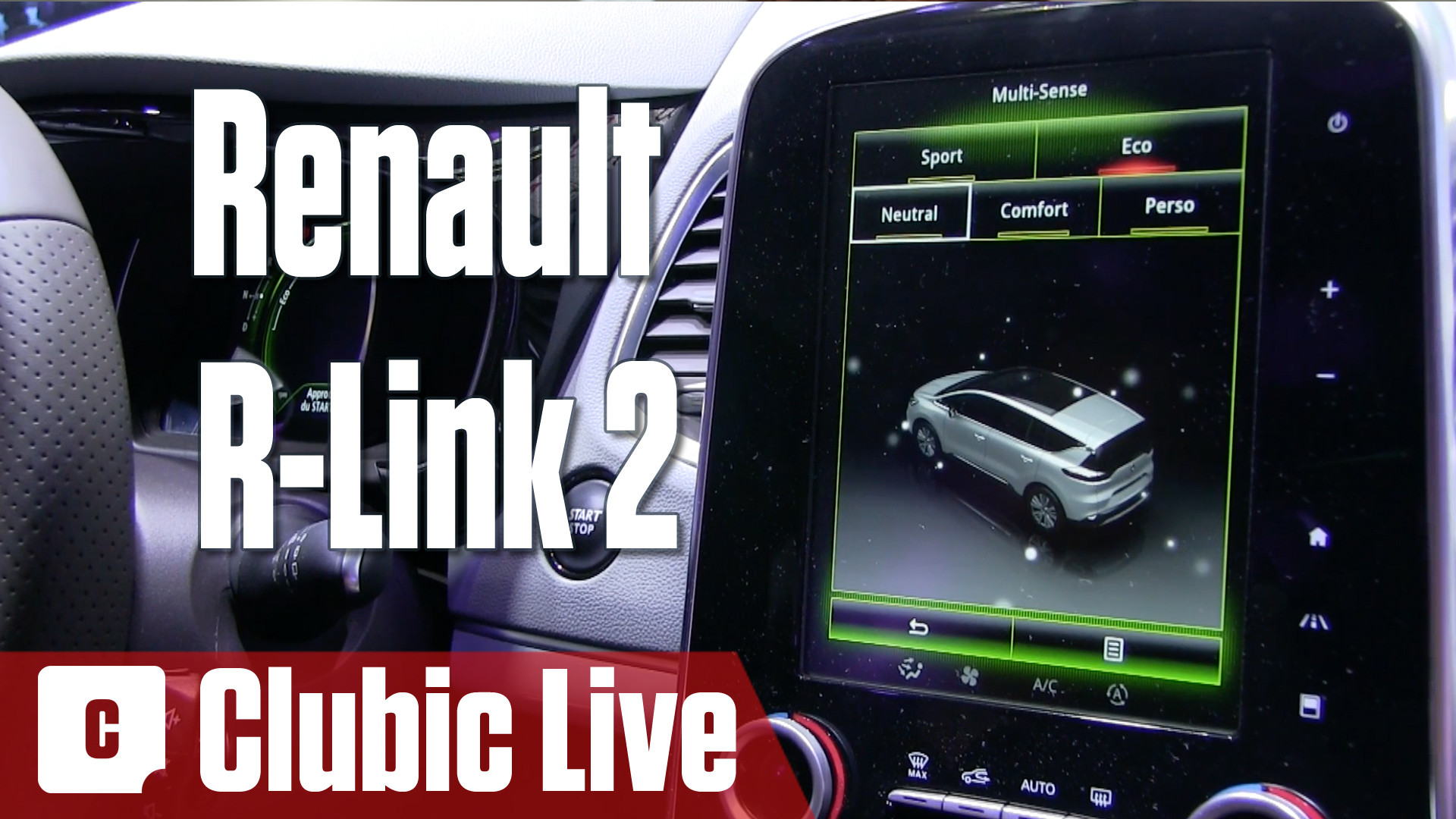 Renault RLink 2 et MultiSense grand écran et conduite