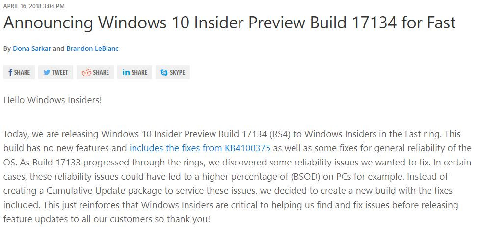 Windows 10 Preview Build 17334
