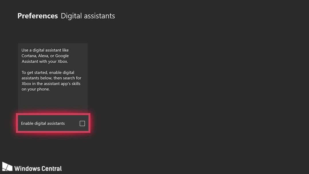 menu assistant vocal Xbox One