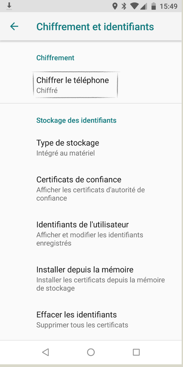 chiffrement android