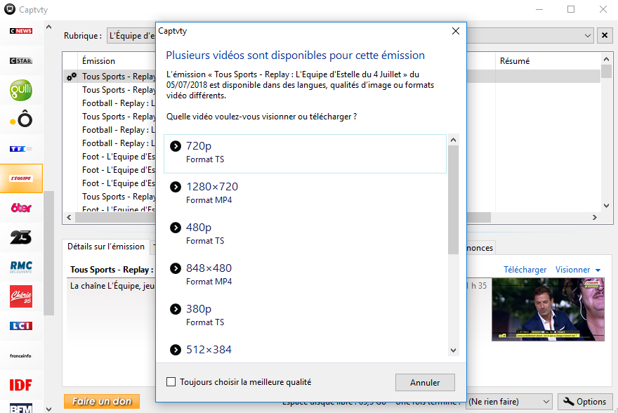 captvty pour tablette android