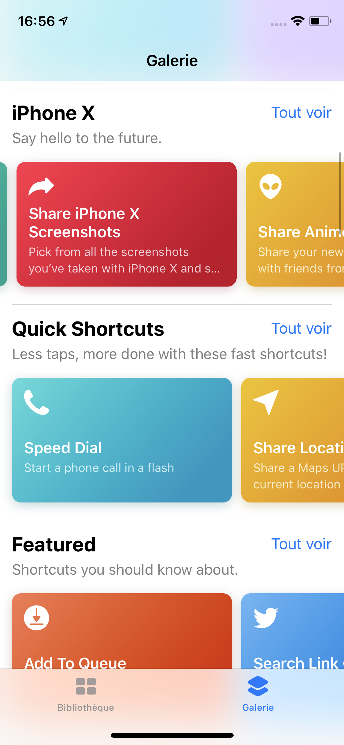 iOS 12 app Raccourcis 2