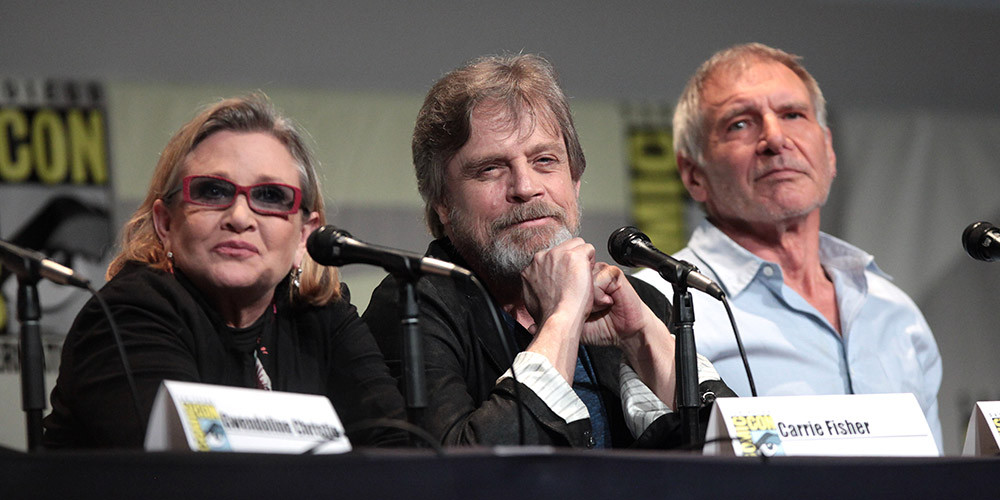 Carrie Fisher, Mark Hamil, Harrison Ford, Star Wars 2015