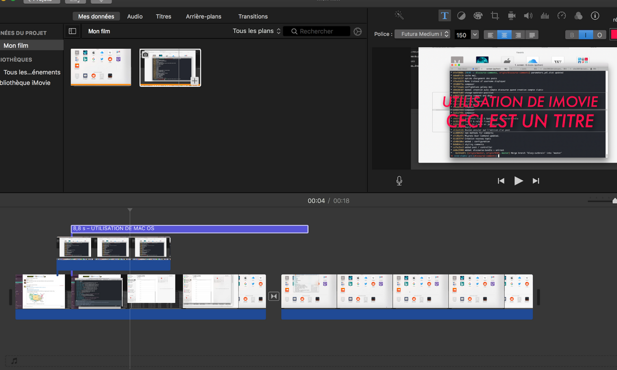 Screen iMovie © Apple