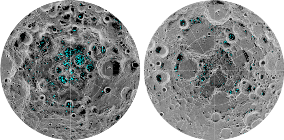 de la glace aux pôles de la lune