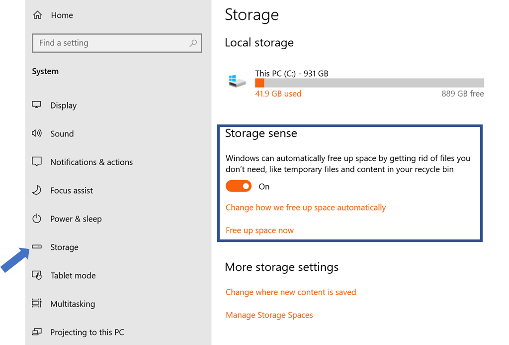 Windows 10 Storage Sense