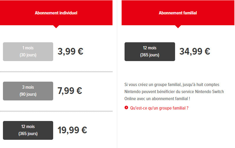 Switch Online Prix