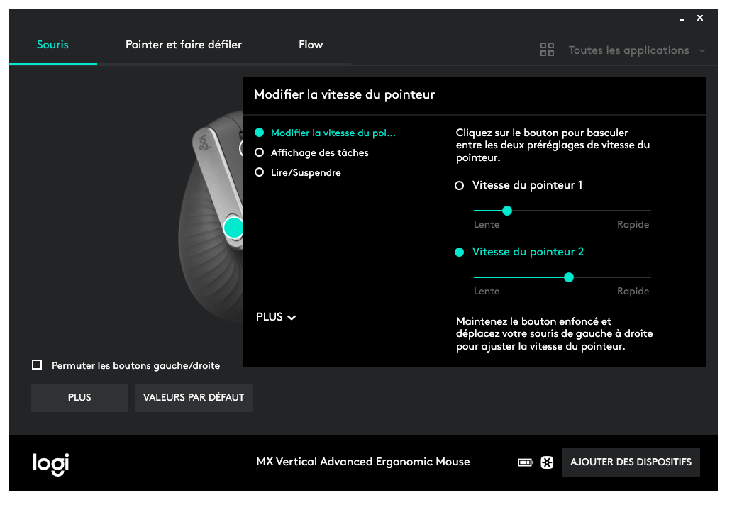 Logitech Options > MX Vertical