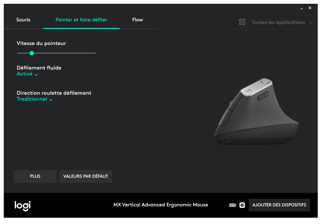 Logitech Options > MX Vertical
