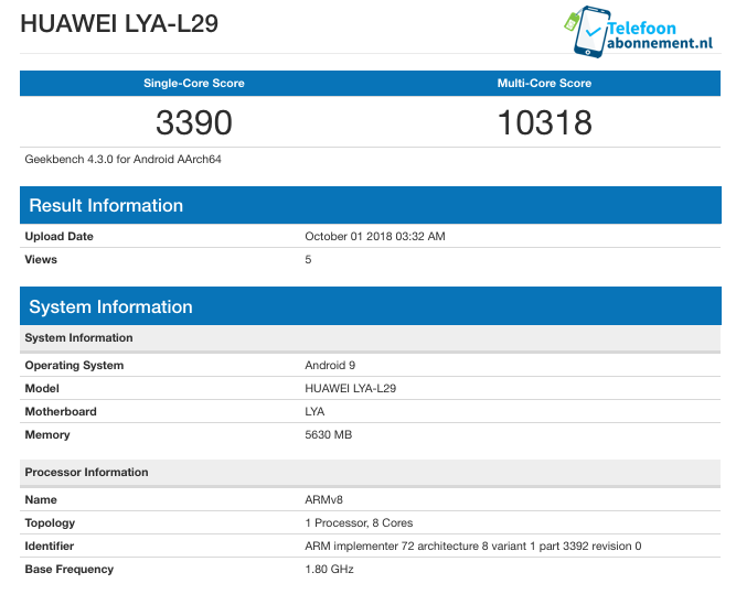 Kirin 980 benchmark