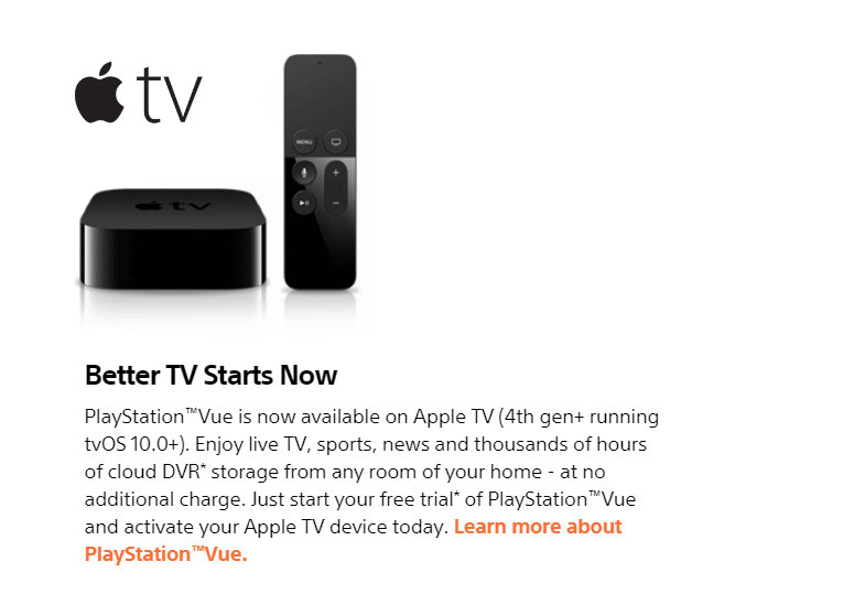 PS Vue Apple TV