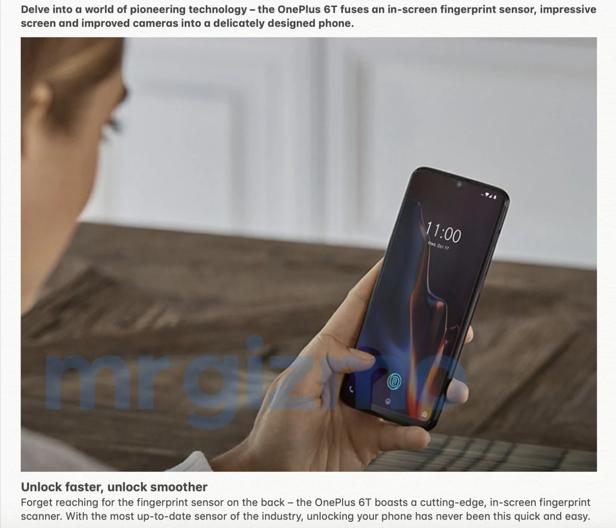 OnePlus 6T leak Gizmochina