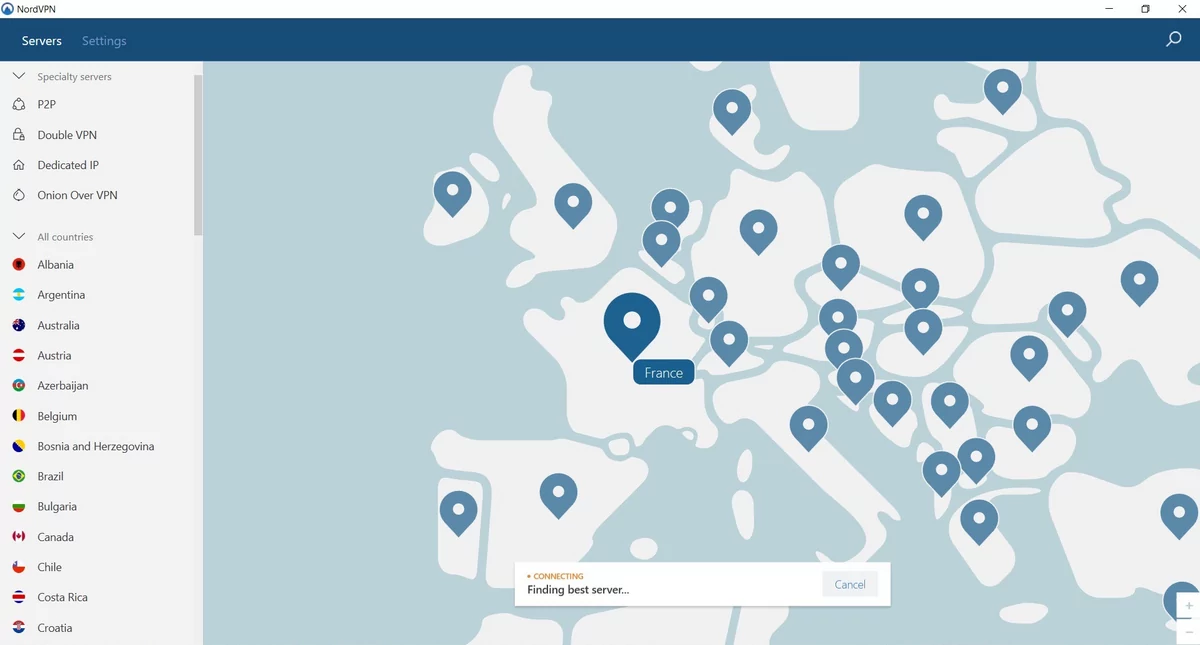 Accueil NordVPN interface screen Clubic.jpg