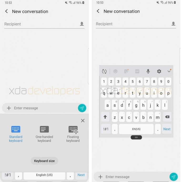 Samsung Android Pie clavier flottant