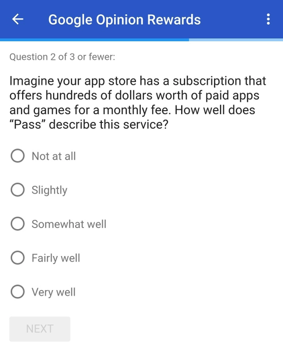 sondage Google play pass