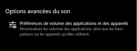 Options avancées du son - Win 10