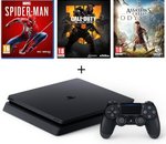 PS4 500Go + Marvel's Spider-Man + COD Black Ops 4 + Assassin's Creed Odyssey à 299€