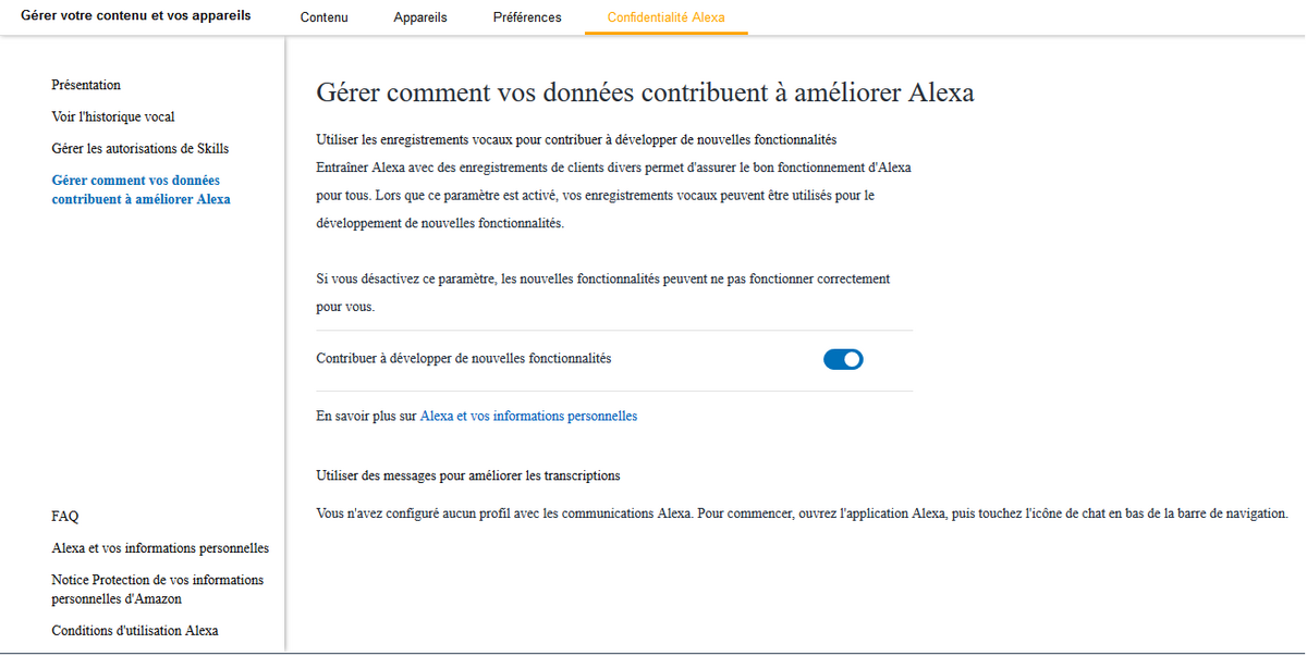 Confidentialité Alexa