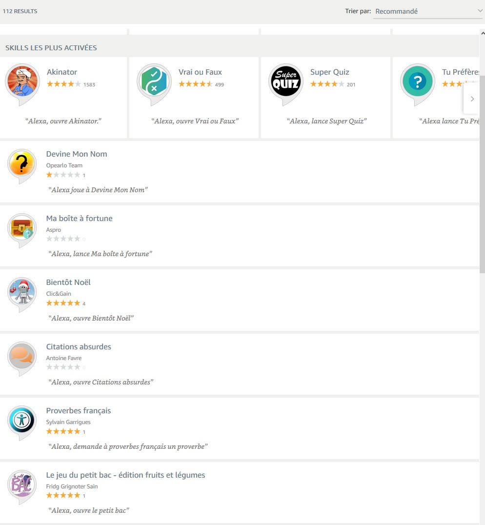 Alexa skills jeux