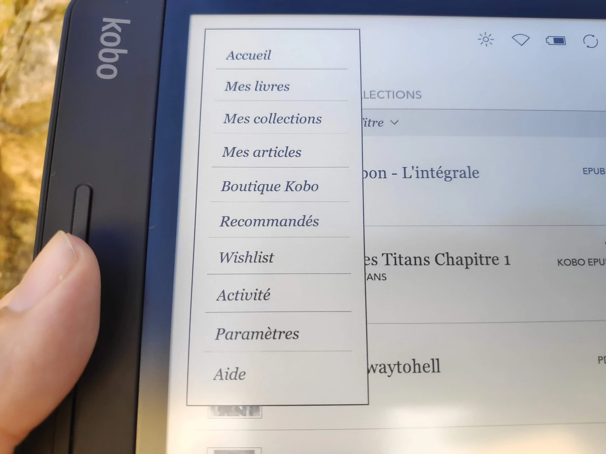 Kobo Forma - Menu