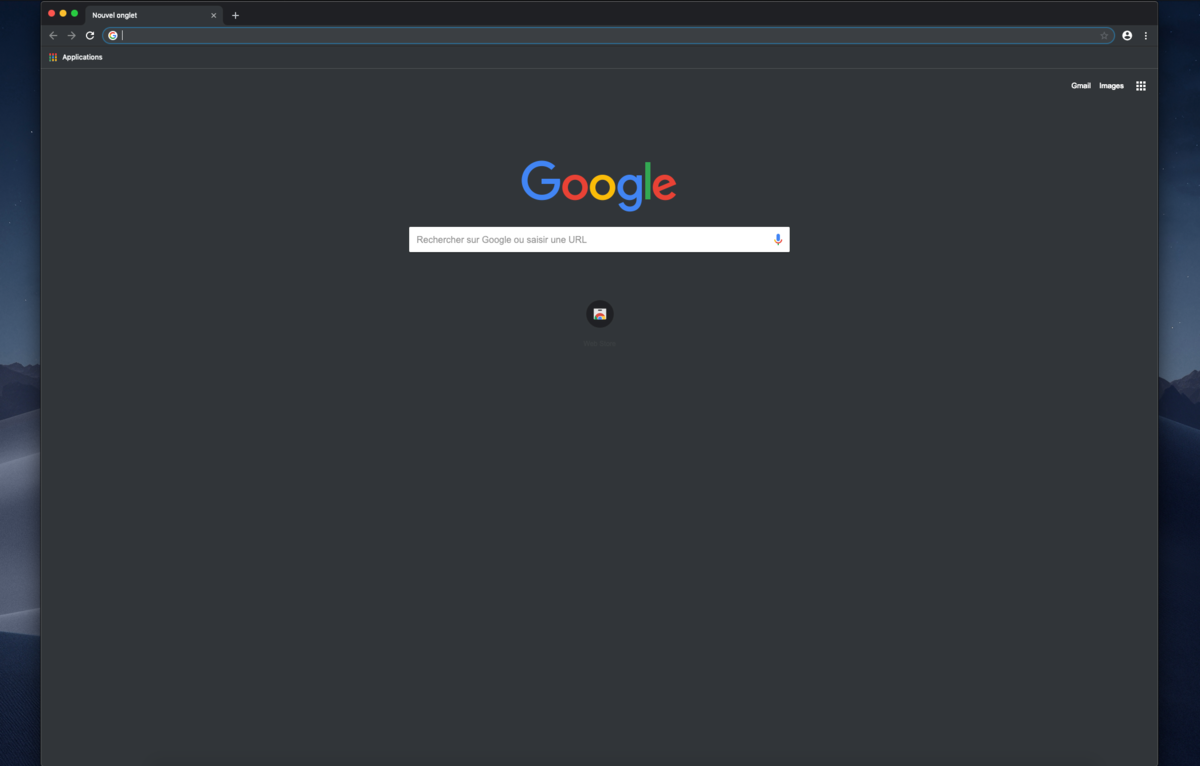 Capture d'écran Chrome dark mode