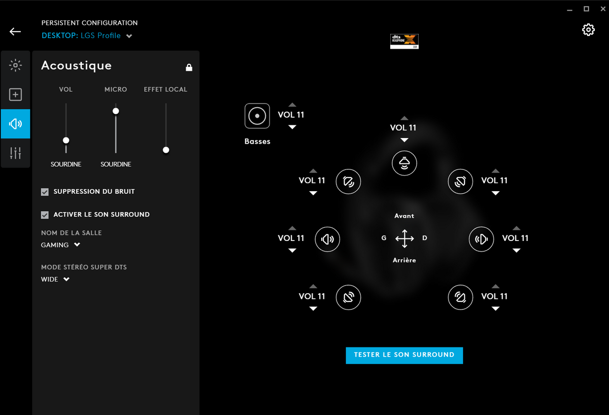 Logitech G935 - GHub son DTS