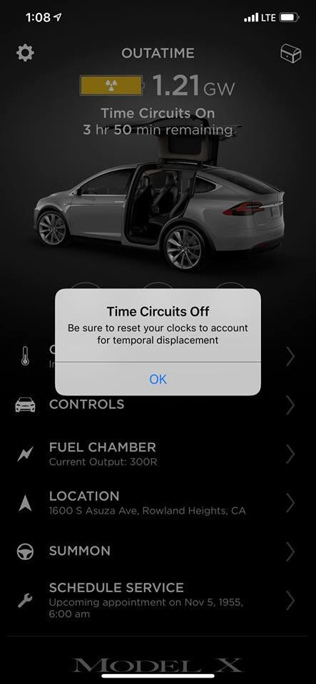 Tesla Easter Egg Retour vers le Futur