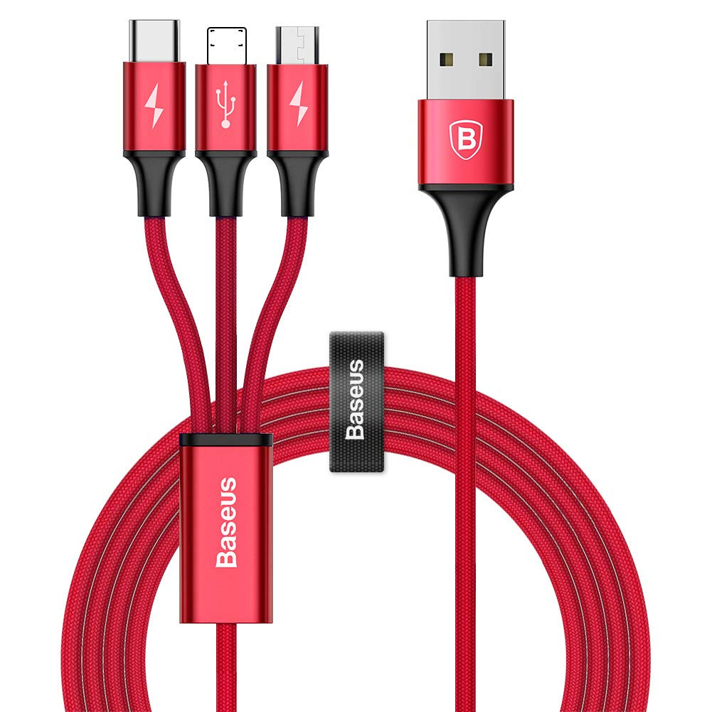 Câble USB 3 en 1 rouge