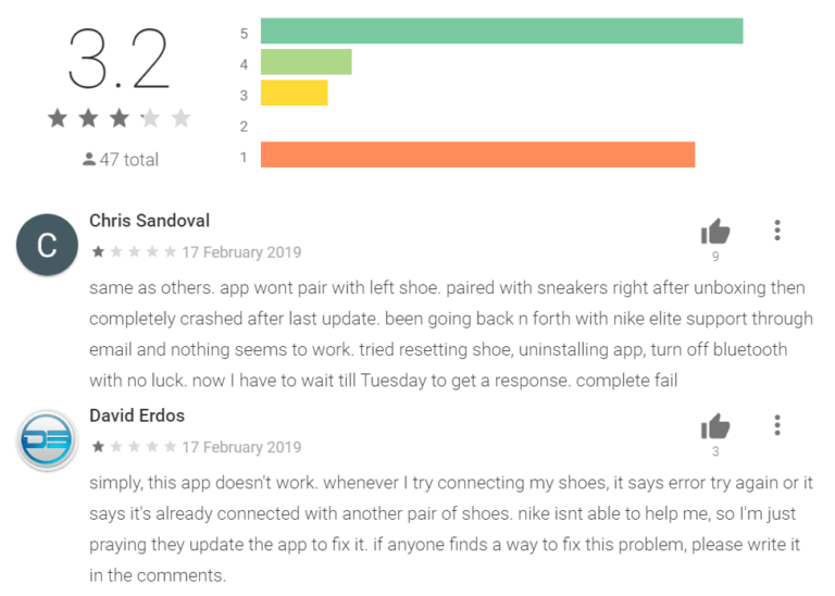 Commentaires Nike Adapt Play Store