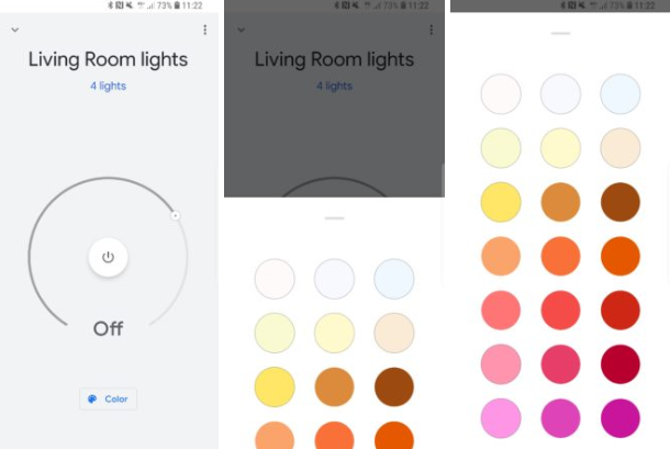 Couleurs Google Home application