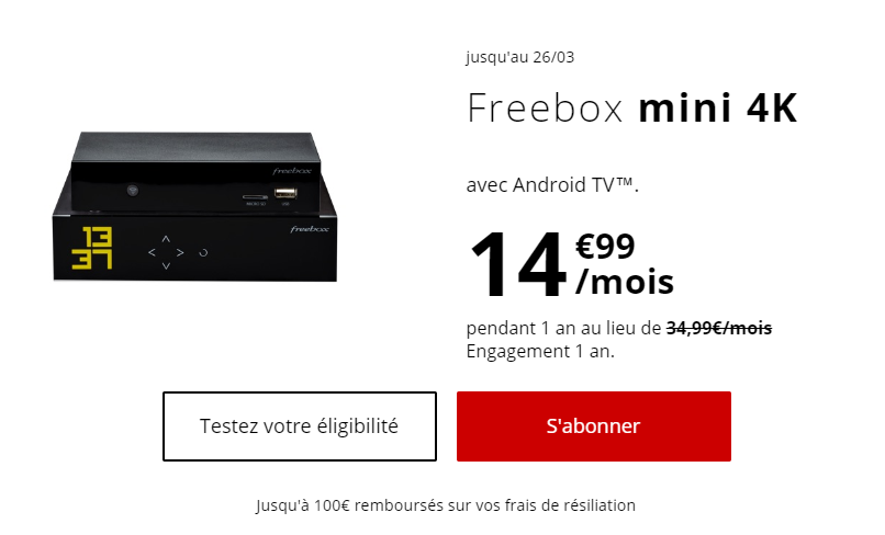 Free Mini 4K offre mars 2019