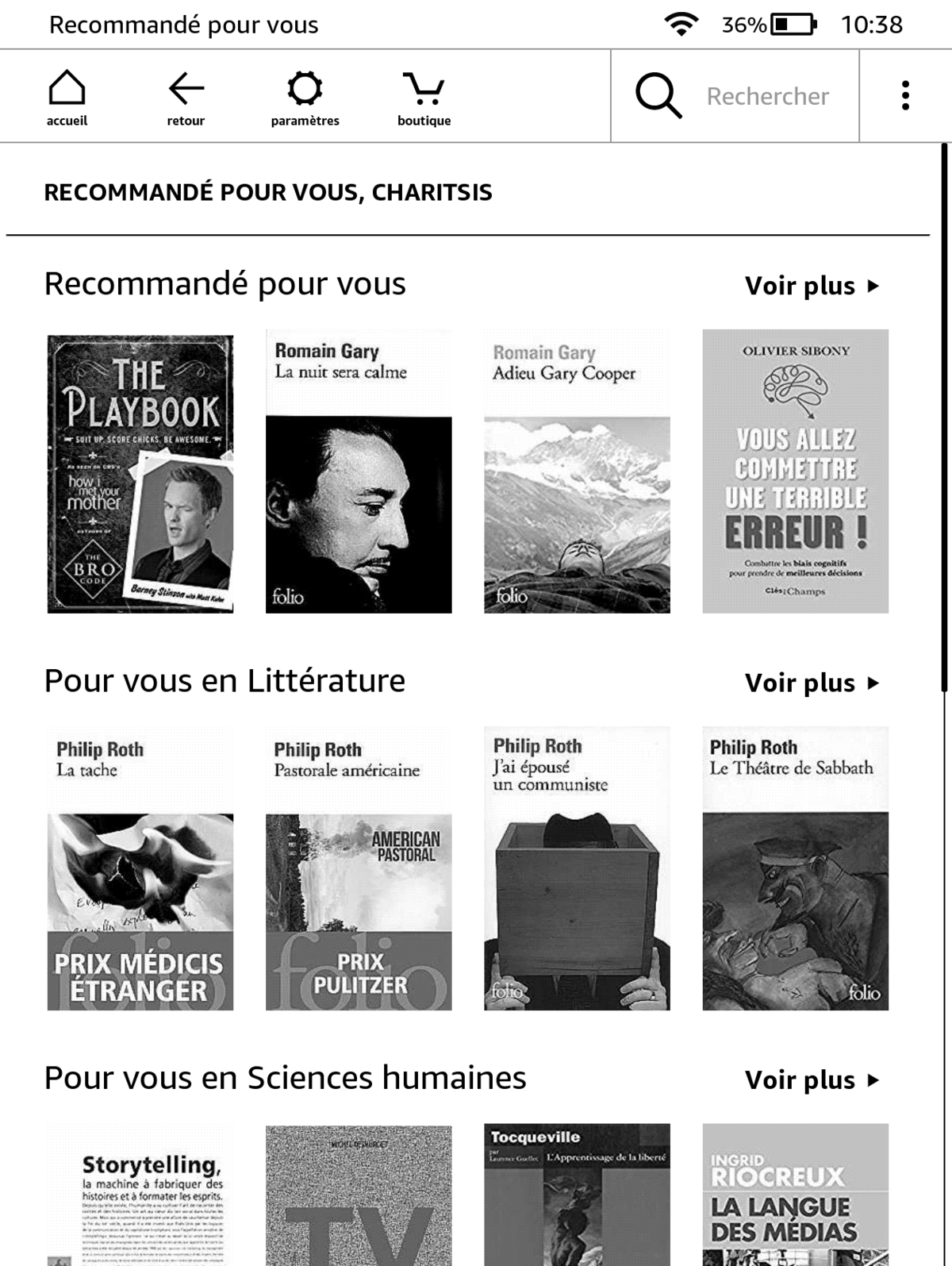 bibliothèque kindle