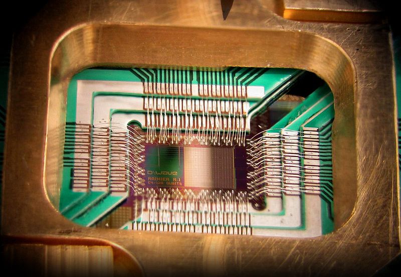Chip designed to operate as a 128-qubit superconducting adiabatic quantum optimization processor