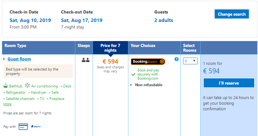 Test VPN : chambre Espagne