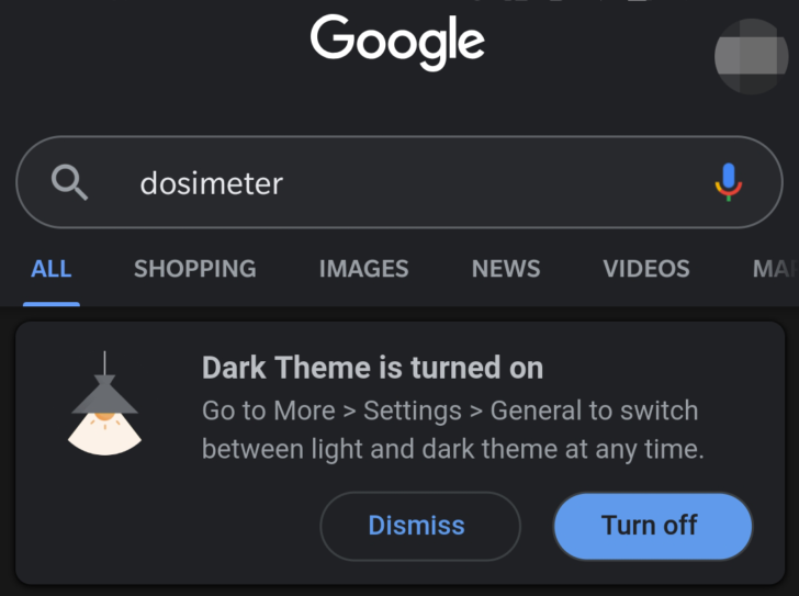 dark mode google android