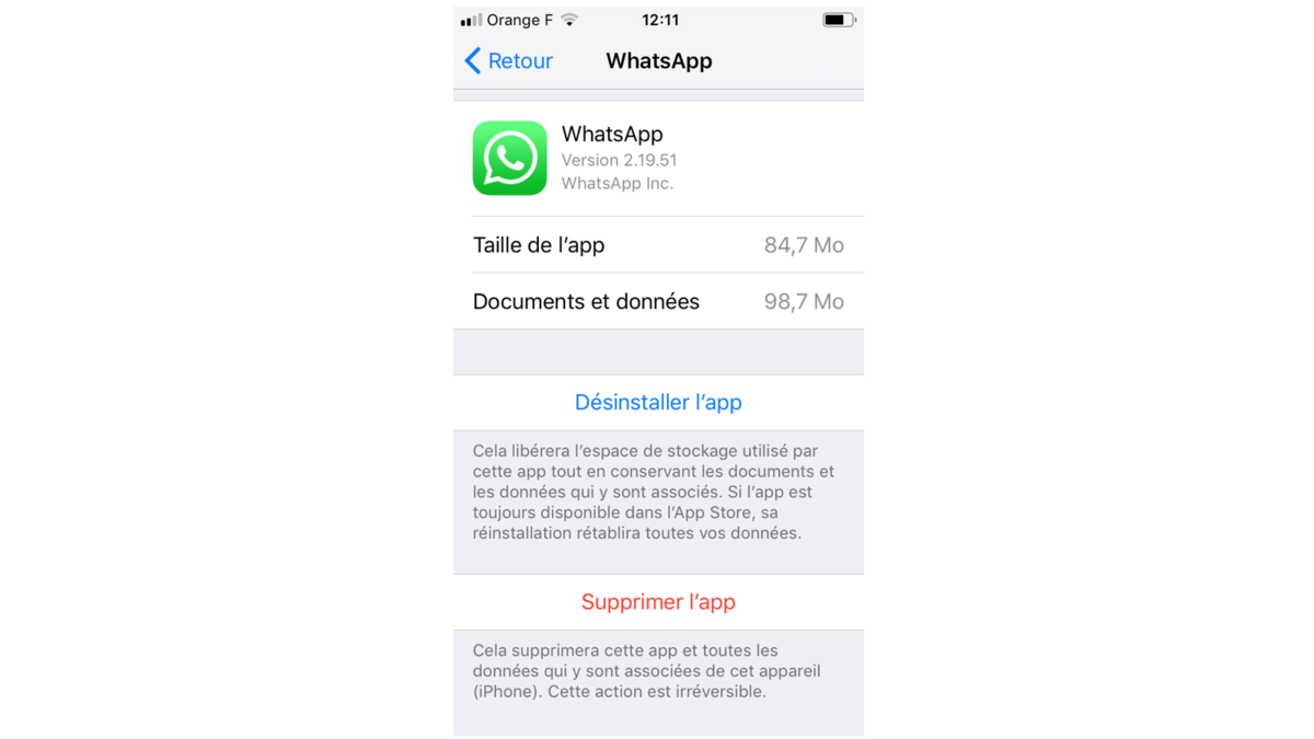 WhatsApp iPhone désinstaller