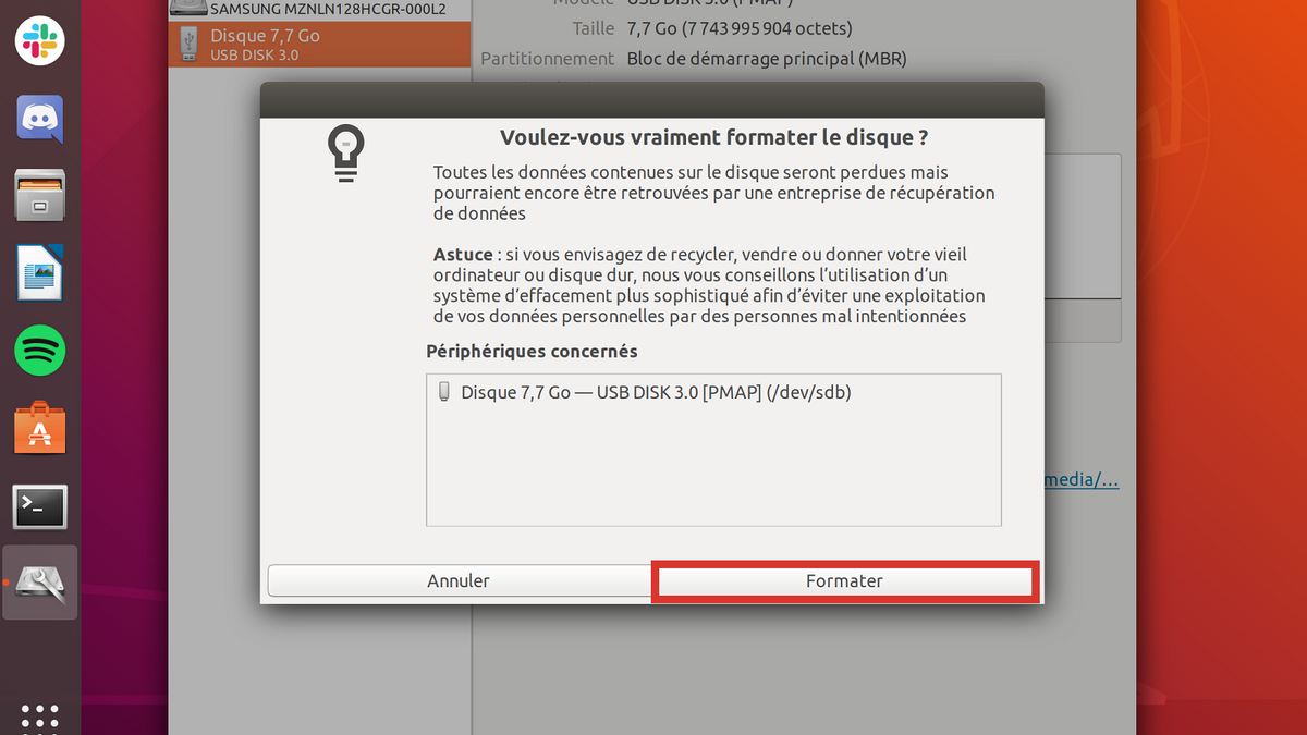 Formatage USB Ubuntu 10