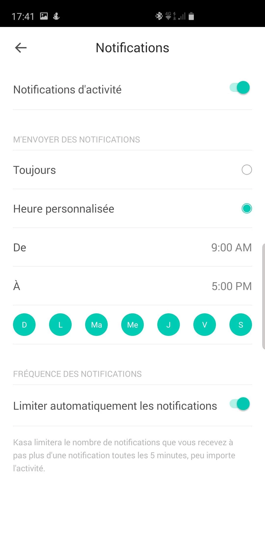 Kasa Spot - Réglage notifications