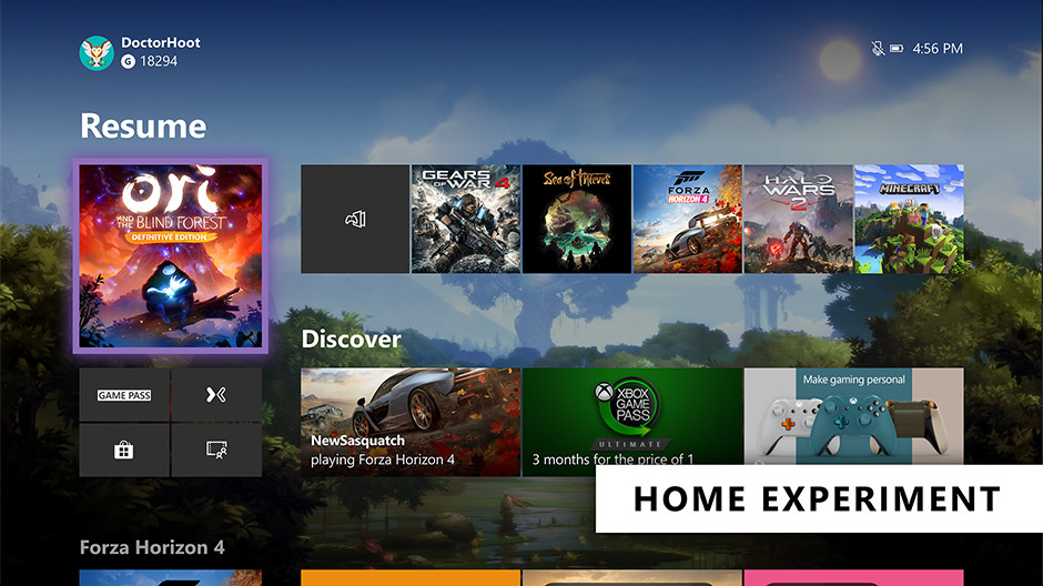 Xbox One menu